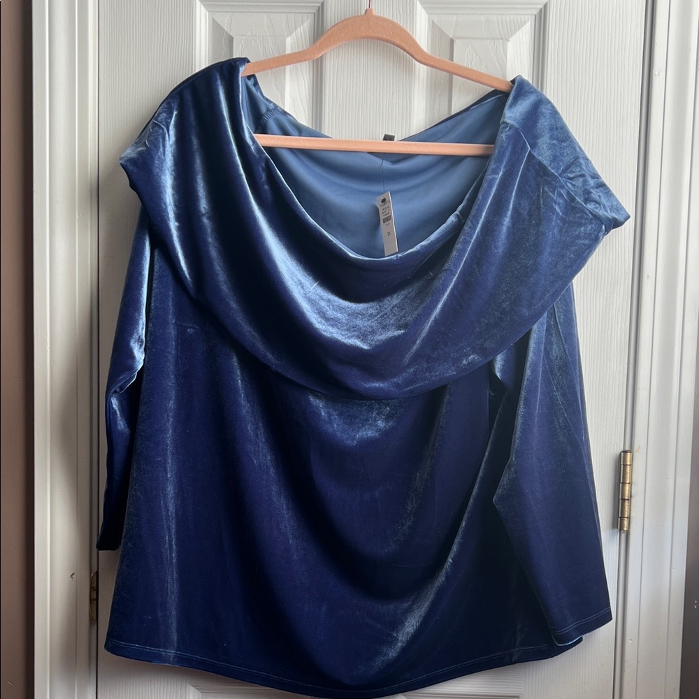 Talbots Luxurious Navy Velvet Blouse